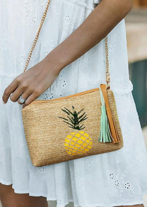 Crossbody Bag Pineapple Tassel Straw Woven Crossbody Bag in Light Khaki. Size
Crossbody Bag Pineapple Tassel Straw Woven Crossbody Bag in Light Khaki. Size