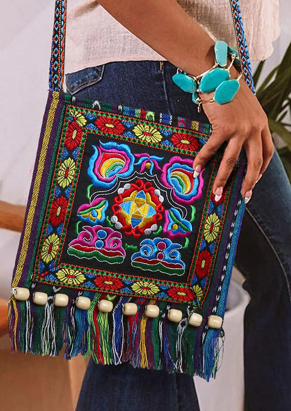 Crossbody Bag Vintage Ethnic Embroidered Floral Beading Tassel Crossbody Bag in Blue. Size
Crossbody Bag Vintage Ethnic Embroidered Floral Beading Tassel Crossbody Bag in Blue. Size