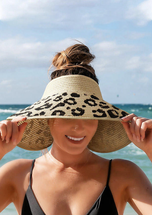 Hats Leopard Bowknot Hollow Out Sun Visor Rolled Up Straw Woven Hat in Light Brown. Size
Hats Leopard Bowknot Hollow Out Sun Visor Rolled Up Straw Woven Hat in Light Brown. Size