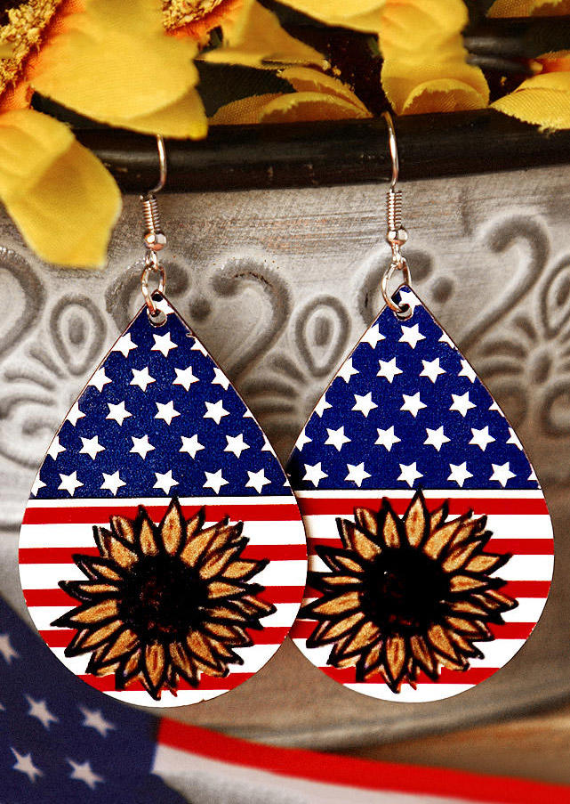 Earrings American Flag Star Striped Sunflower Water Drop Earrings in Multicolor. Size
Earrings American Flag Star Striped Sunflower Water Drop Earrings in Multicolor. Size
