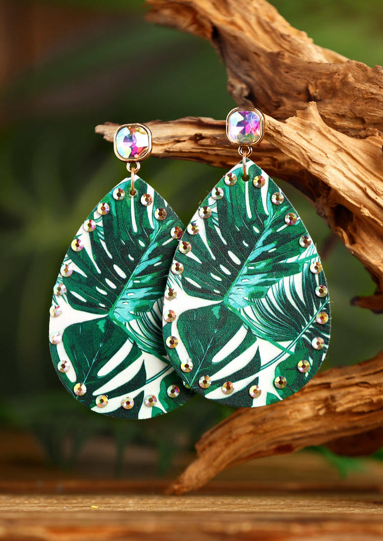 Earrings Palm Leaf Floral Rhinestone Water Drop Earrings in Pattern3. Size
Earrings Palm Leaf Floral Rhinestone Water Drop Earrings in Pattern3. Size