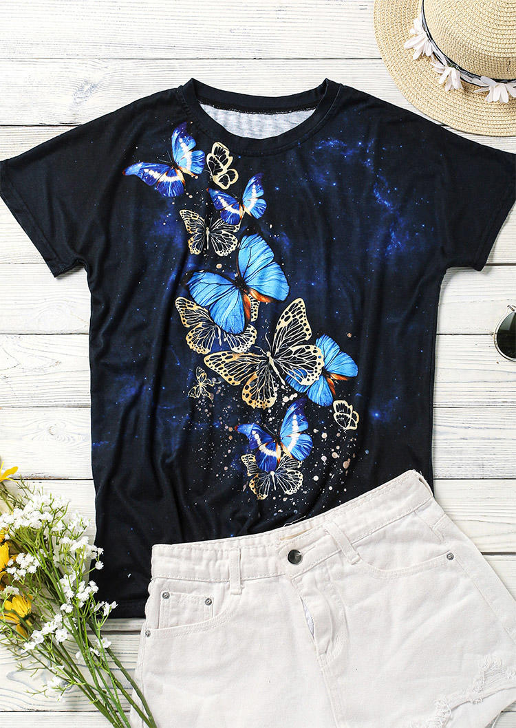 T-shirts Tees Butterfly Starry Sky Short Sleeve T-Shirt Tee in Black. Size: ,M,L
T-shirts Tees Butterfly Starry Sky Short Sleeve T-Shirt Tee in Black. Size: ,M,L
