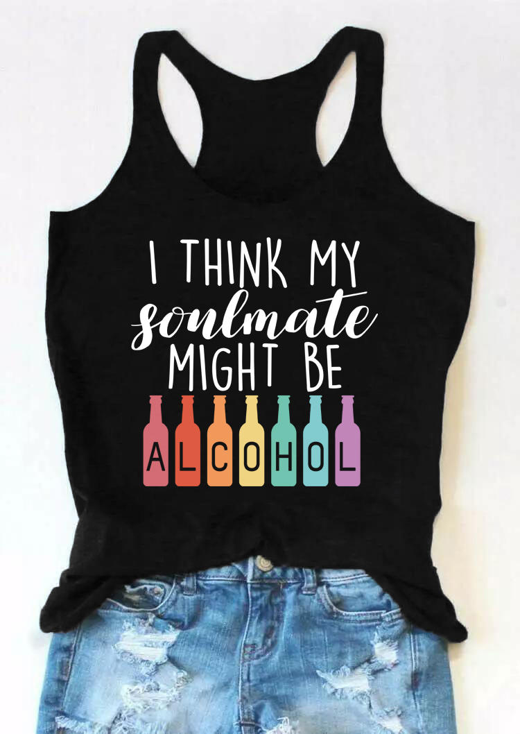 Tank Tops I Think My Soulmate Might Be Racerback Tank Top in Black. Size: ,M,XL
Tank Tops I Think My Soulmate Might Be Racerback Tank Top in Black. Size: ,M,XL