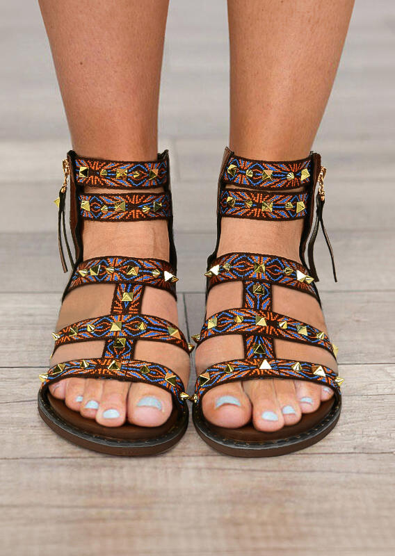 Sandals Ethnic Style Geometric Rivet Zipper Strappy Sandals in Brown. Size: ,38,39,40,41
Sandals Ethnic Style Geometric Rivet Zipper Strappy Sandals in Brown. Size: ,38,39,40,41