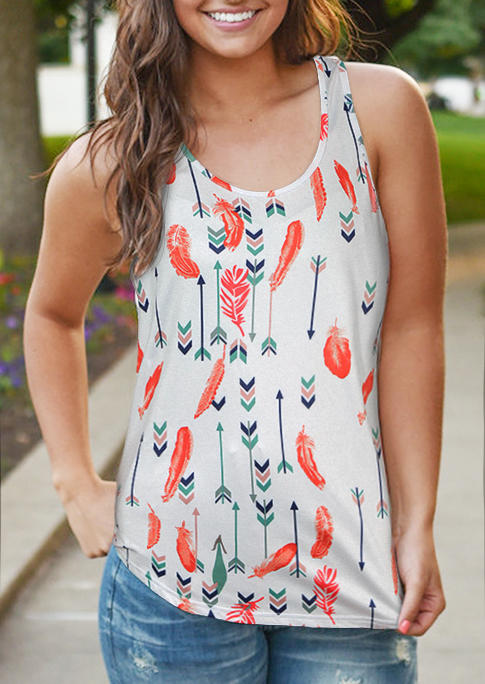 Tank Tops Feather Arrow Sleeveless Racerback Tank Top in Multicolor. Size: ,M,L,XL
Tank Tops Feather Arrow Sleeveless Racerback Tank Top in Multicolor. Size: ,M,L,XL