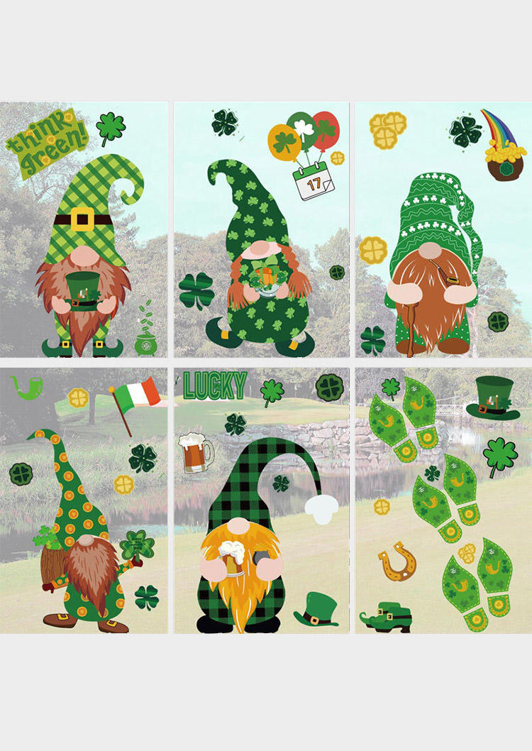 9Pcs St. Patrick's Day Lucky Shamrock Gnomies Window Stickers in Multicolor. Size
9Pcs St. Patrick's Day Lucky Shamrock Gnomies Window Stickers in Multicolor. Size