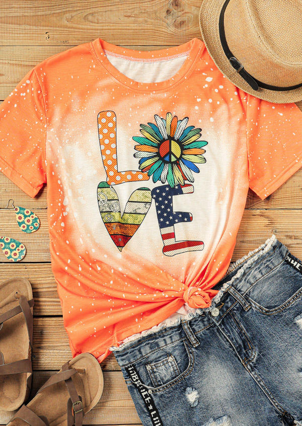 T-shirts Tees American Flag Polka Dot Daisy Heart Love Bleached T-Shirt Tee in Orange. Size: ,M
T-shirts Tees American Flag Polka Dot Daisy Heart Love Bleached T-Shirt Tee in Orange. Size: ,M