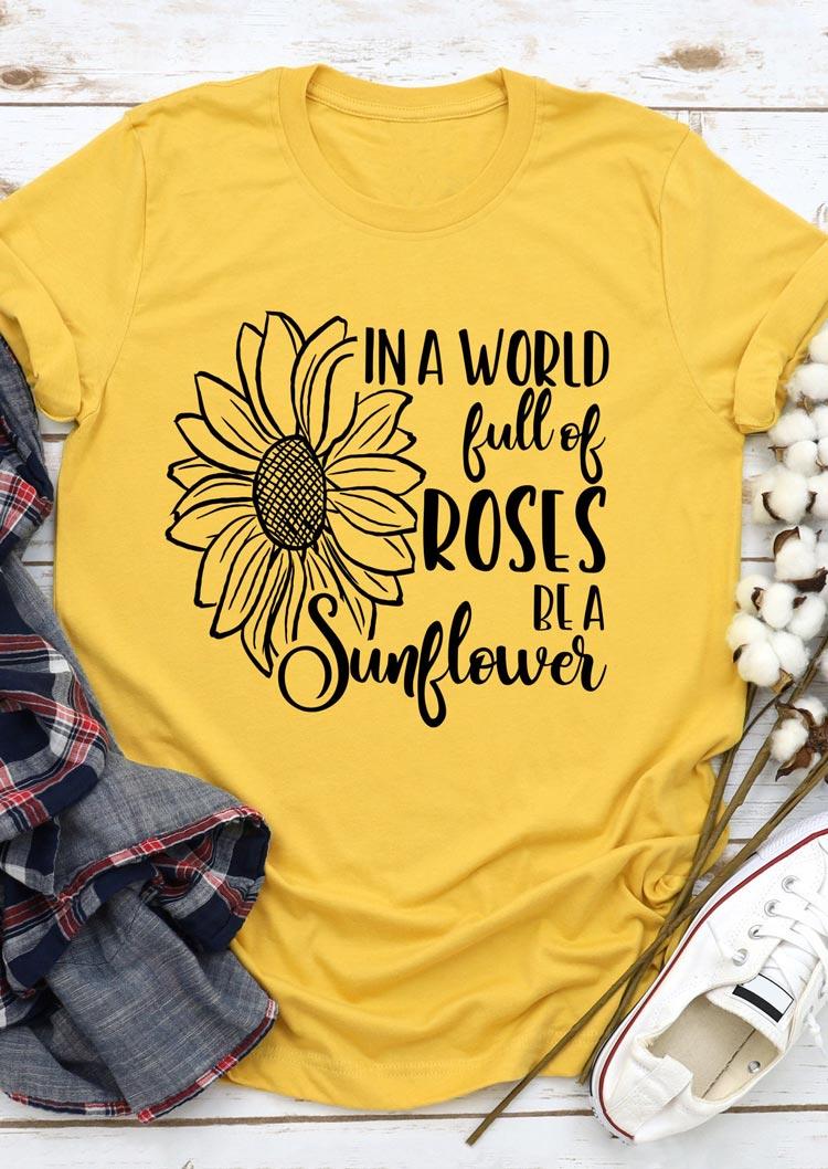T-shirts Tees In A World Full Of Roses Be A Sunflower T-Shirt Tee in Yellow. Size: ,L,XL
T-shirts Tees In A World Full Of Roses Be A Sunflower T-Shirt Tee in Yellow. Size: ,L,XL