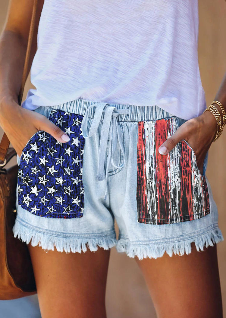 Shorts American Flag Star Striped Pocket Frayed Hem Denim Shorts in Light Blue. Size: ,M,L,XL
Shorts American Flag Star Striped Pocket Frayed Hem Denim Shorts in Light Blue. Size: ,M,L,XL