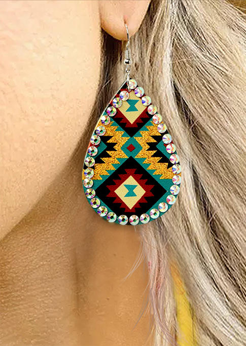 Earrings Western Aztec Geometric Rhinestone Water Drop Earrings in Multicolor. Size
Earrings Western Aztec Geometric Rhinestone Water Drop Earrings in Multicolor. Size