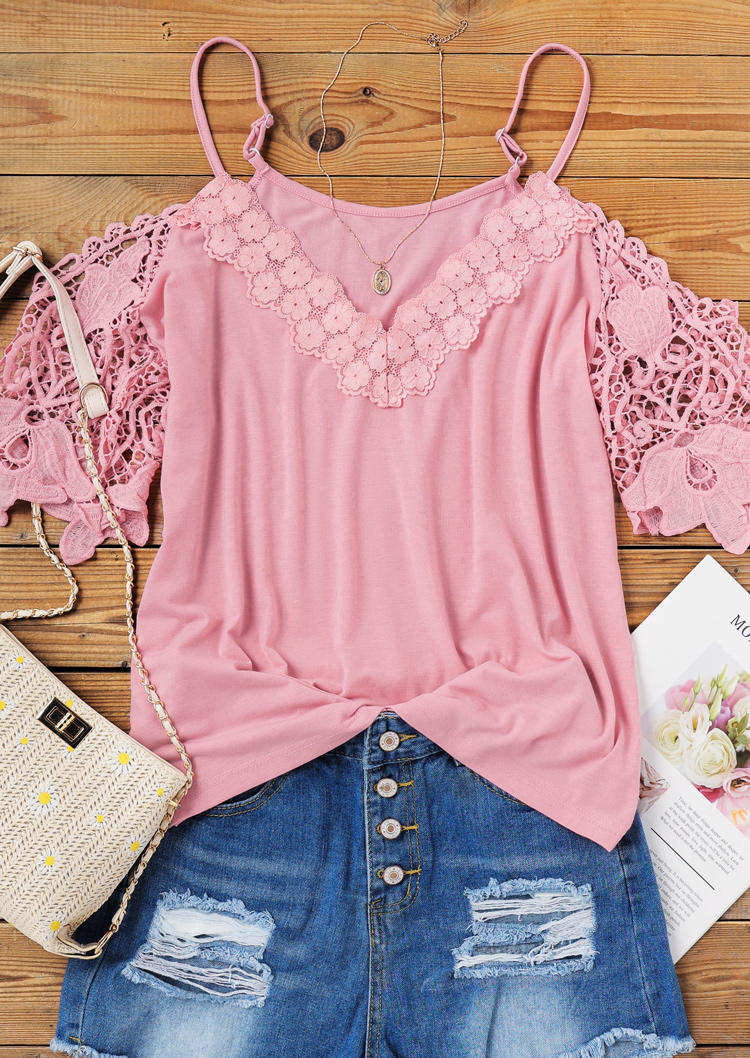 Blouses Floral Lace Splicing Spaghetti Strap Blouse in Cameo Brown. Size: ,L,XL
Blouses Floral Lace Splicing Spaghetti Strap Blouse in Cameo Brown. Size: ,L,XL