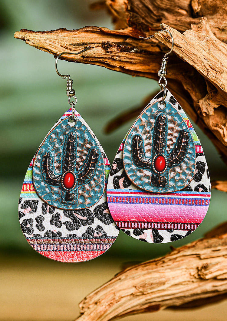 Earrings Western Cactus Leopard Dual-Layered Water Drop Earrings in Multicolor. Size
Earrings Western Cactus Leopard Dual-Layered Water Drop Earrings in Multicolor. Size