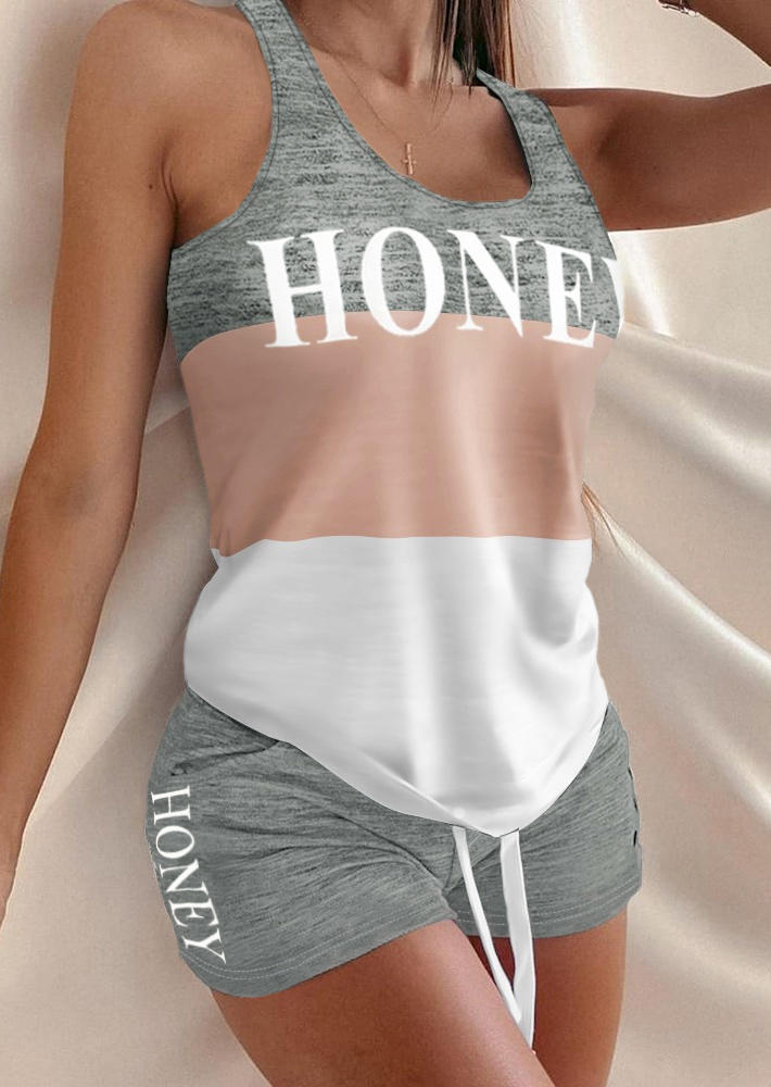 Two-Piece Sets Color Block Honey Racerback Tank And Drawstring Pocket Shorts Two-Piece Set in Multicolor. Size
Two-Piece Sets Color Block Honey Racerback Tank And Drawstring Pocket Shorts Two-Piece Set in Multicolor. Size