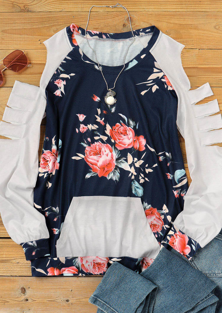 Blouses Floral Hollow Out Kangaroo Pocket Casual Blouse in Multicolor. Size: L,M,,XL
Blouses Floral Hollow Out Kangaroo Pocket Casual Blouse in Multicolor. Size: L,M,,XL