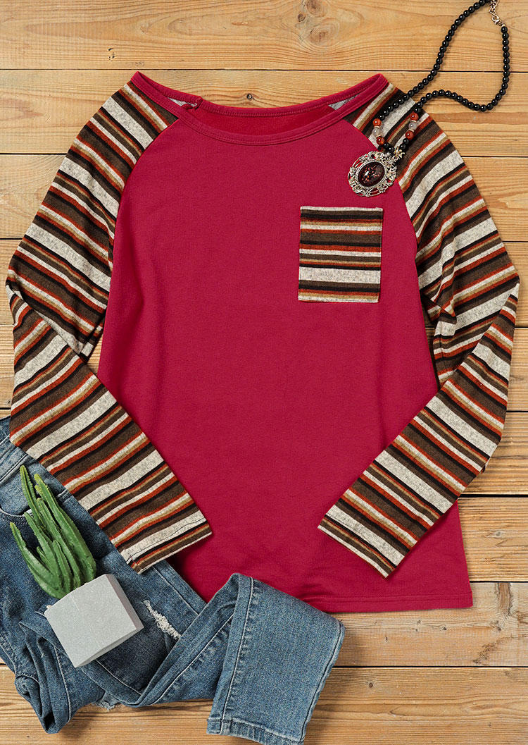 Sweatshirts Striped Splicing Pocket Long Sleeve Sweatshirt - Burgundy in Red. Size: L,M
Sweatshirts Striped Splicing Pocket Long Sleeve Sweatshirt - Burgundy in Red. Size: L,M
