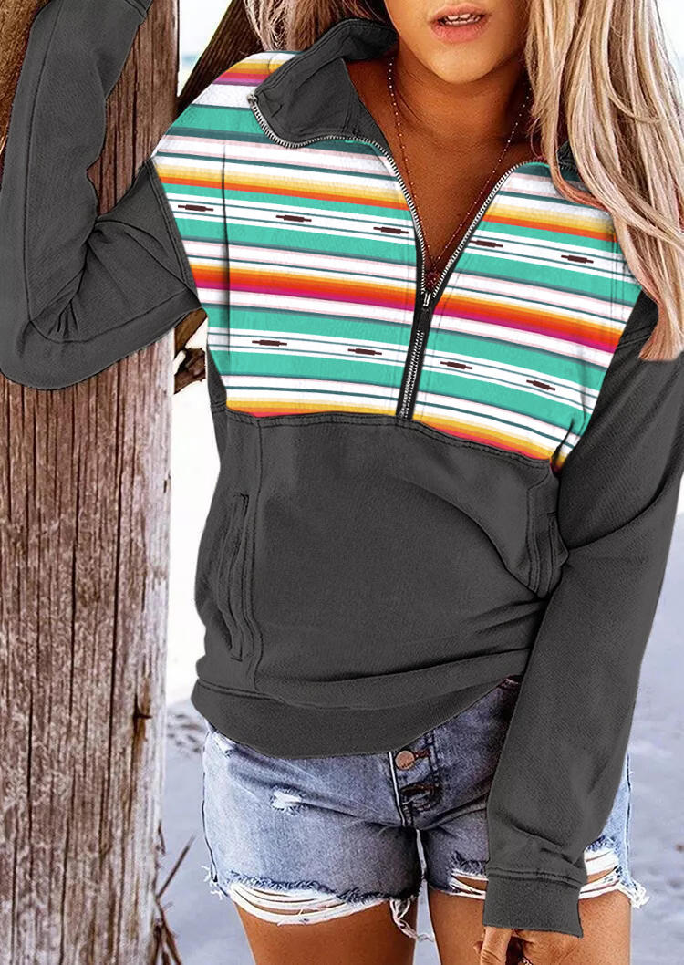 Sweatshirts Striped Pocket Zipper Collar Pullover Sweatshirt in Dark Grey. Size
Sweatshirts Striped Pocket Zipper Collar Pullover Sweatshirt in Dark Grey. Size