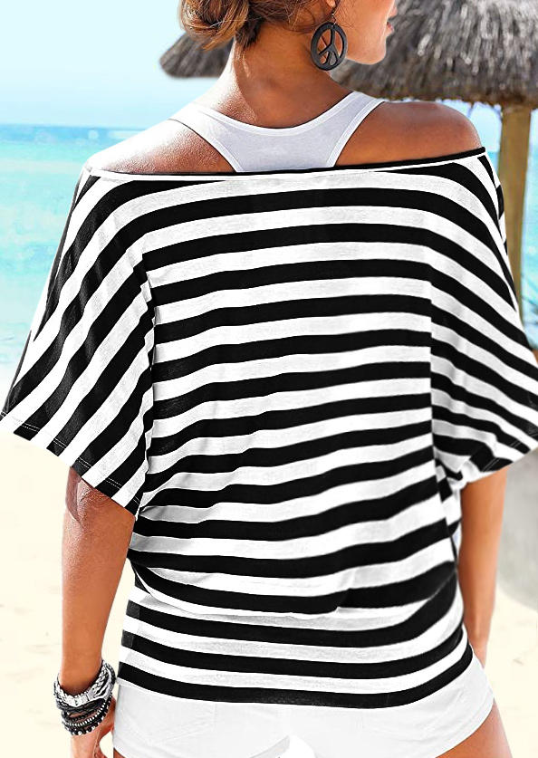 Blouses Striped Off Shoulder Batwing Sleeve Blouse without White Tank in Stripe. Size
Blouses Striped Off Shoulder Batwing Sleeve Blouse without White Tank in Stripe. Size