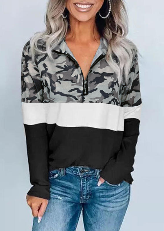 Blouses Camouflage Zipper Patchwork Long Sleeve Blouse in Multicolor. Size: ,XL
Blouses Camouflage Zipper Patchwork Long Sleeve Blouse in Multicolor. Size: ,XL