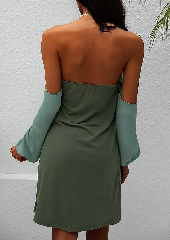 Mini Dresses Color Block Hollow Out Cold Shoulder Halter Mini Dress in Army Green. Size
Mini Dresses Color Block Hollow Out Cold Shoulder Halter Mini Dress in Army Green. Size