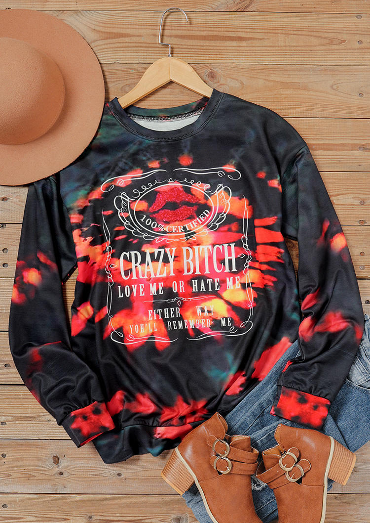 Sweatshirts Crazy Bitch Love Me Or Hate Me Lips Tie Dye Sweatshirt in Multicolor. Size
Sweatshirts Crazy Bitch Love Me Or Hate Me Lips Tie Dye Sweatshirt in Multicolor. Size