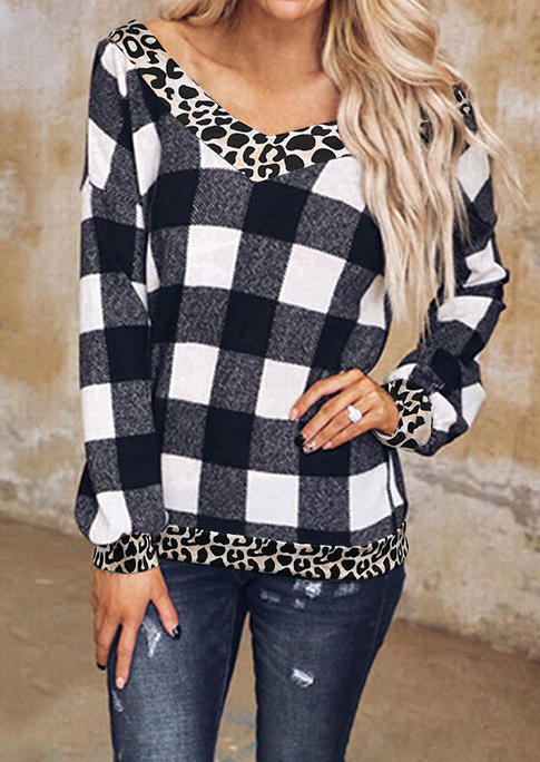 Blouses Plaid Leopard Splicing Long Sleeve V-Neck Blouse in Multicolor. Size
Blouses Plaid Leopard Splicing Long Sleeve V-Neck Blouse in Multicolor. Size