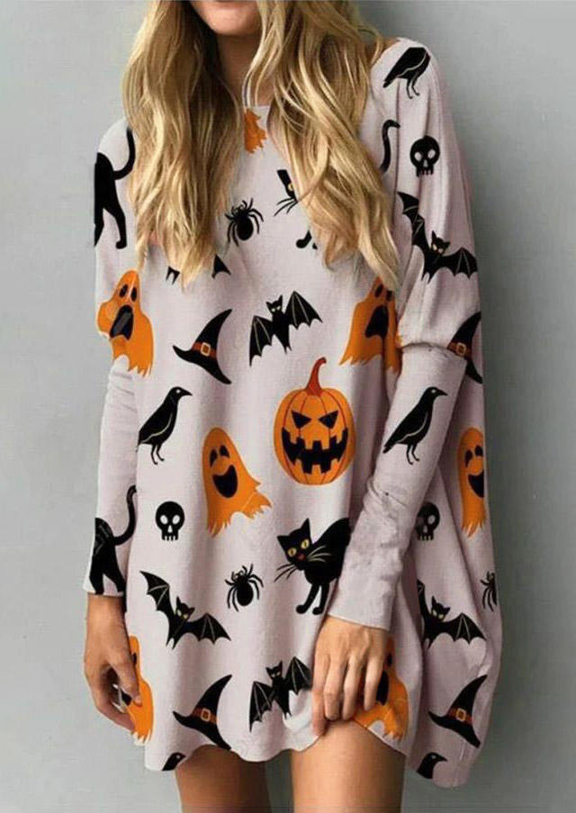 Mini Dresses Halloween Pumpkin Skull Bat Bird Cat Long Sleeve Mini Dress in Apricot. Size
Mini Dresses Halloween Pumpkin Skull Bat Bird Cat Long Sleeve Mini Dress in Apricot. Size