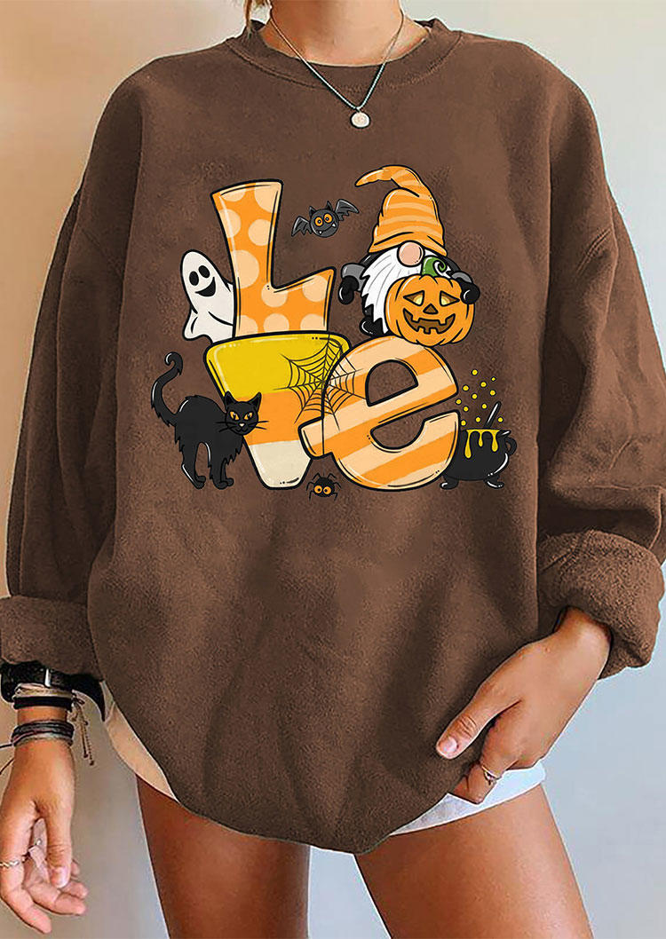 Sweatshirts Halloween Pumpkin Cat Gohst Long Sleeeve Sweatshirt in Coffee. Size
Sweatshirts Halloween Pumpkin Cat Gohst Long Sleeeve Sweatshirt in Coffee. Size