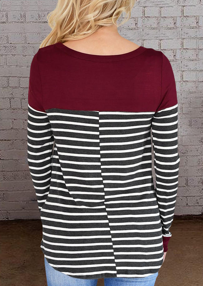 Blouses Button Striped Splicing Long Sleeve Blouse - Burgundy in Red. Size: ,XL
Blouses Button Striped Splicing Long Sleeve Blouse - Burgundy in Red. Size: ,XL