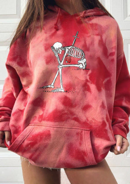 Hoodies Halloween Skeleton Tie Dye Kangaroo Pocket Hoodie in Red. Size: ,M,L,XL
Hoodies Halloween Skeleton Tie Dye Kangaroo Pocket Hoodie in Red. Size: ,M,L,XL