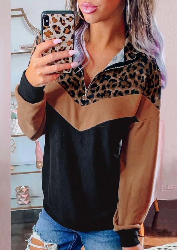 Blouses Zipper Leopard Splicing Color Block Long Sleeve Blouse in Multicolor. Size: M
Blouses Zipper Leopard Splicing Color Block Long Sleeve Blouse in Multicolor. Size: M