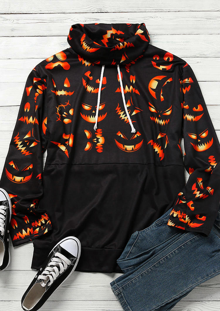 Sweatshirts Halloween Pumpkin Face Cowl Neck Pullover Sweatshirt in Black. Size
Sweatshirts Halloween Pumpkin Face Cowl Neck Pullover Sweatshirt in Black. Size