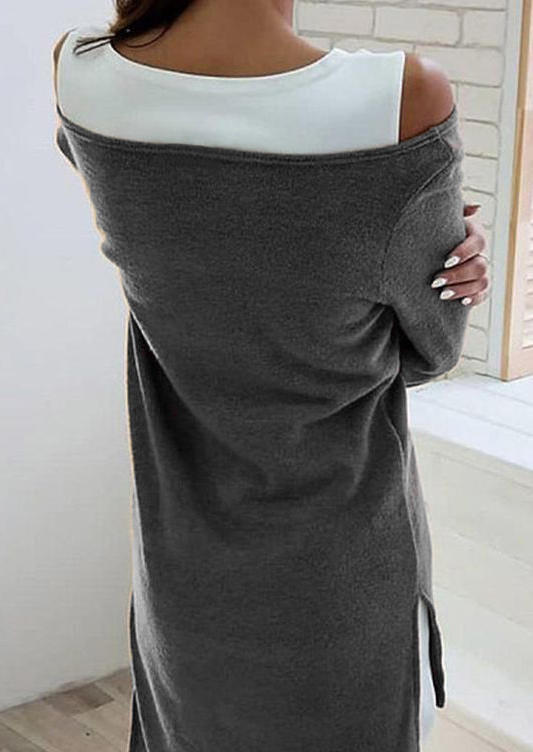 Mini Dresses Color Block Fake Two-Piece Hollow Out Mini Dress in Gray. Size: ,M,L
Mini Dresses Color Block Fake Two-Piece Hollow Out Mini Dress in Gray. Size: ,M,L
