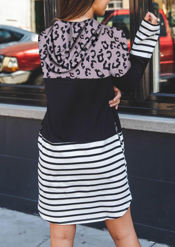 Mini Dresses Leopard Splicing Striped Pocket Hooded Mini Dress in Multicolor. Size: L,M
Mini Dresses Leopard Splicing Striped Pocket Hooded Mini Dress in Multicolor. Size: L,M