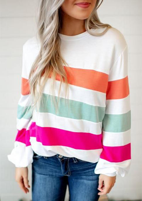 Blouses Colorful Striped Long Sleeve O-Neck Blouse in Multicolor. Size: ,M,L,XL
Blouses Colorful Striped Long Sleeve O-Neck Blouse in Multicolor. Size: ,M,L,XL