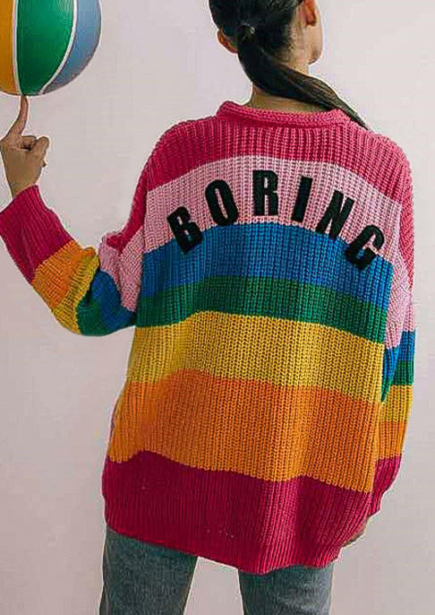 Cardigans Boring Rainbow Button Colorful Knitted Cardigan in Multicolor. Size
Cardigans Boring Rainbow Button Colorful Knitted Cardigan in Multicolor. Size
