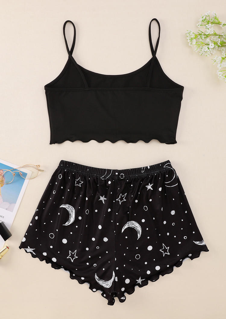 Sleepwear Sun Moon Star Camisole And Shorts Pajamas Set in Black. Size: ,M,L,XL
Sleepwear Sun Moon Star Camisole And Shorts Pajamas Set in Black. Size: ,M,L,XL