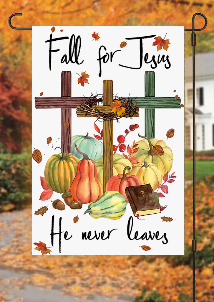 Fall For Jesus He Never Leaves Cross Pumpkin Hanging Ornament Flag in Multicolor. Size
Fall For Jesus He Never Leaves Cross Pumpkin Hanging Ornament Flag in Multicolor. Size