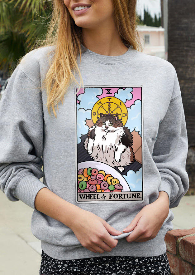 Sweatshirts Wheel Of Fortune Tarot Cat Long Sleeve Sweatshirt in Light Grey. Size: ,M,L,XL
Sweatshirts Wheel Of Fortune Tarot Cat Long Sleeve Sweatshirt in Light Grey. Size: ,M,L,XL
