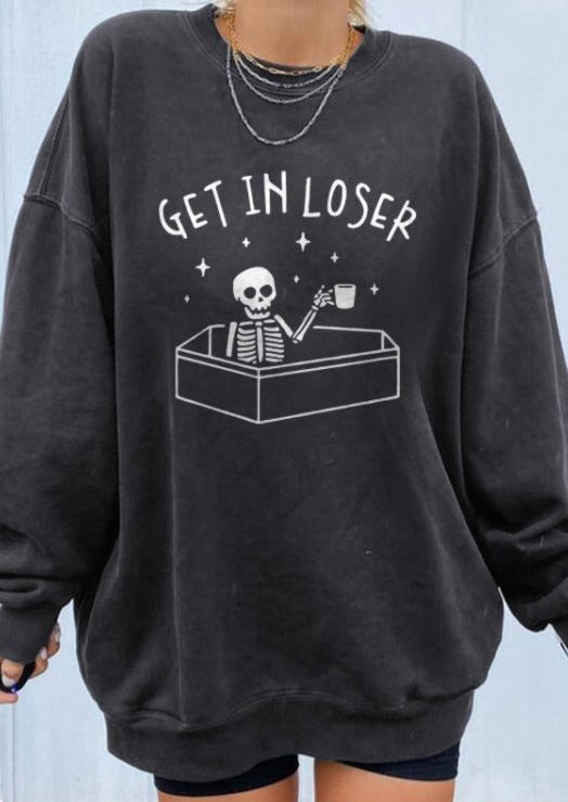 Sweatshirts Skull Drinking Coffee Get In Loser Sweatshirt in Dark Grey. Size: ,M,L,XL
Sweatshirts Skull Drinking Coffee Get In Loser Sweatshirt in Dark Grey. Size: ,M,L,XL