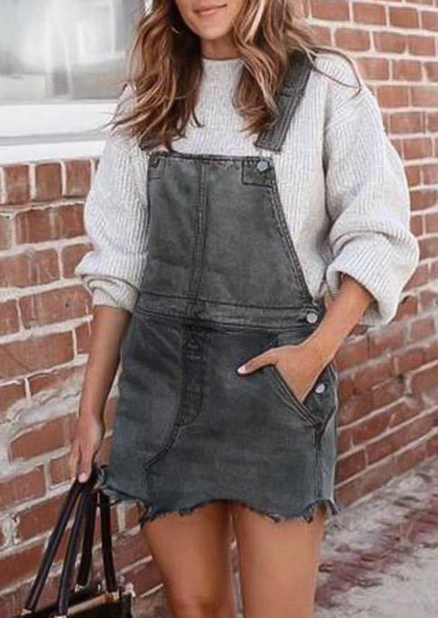 Mini Dresses Pocket Frayed Hem Overall Denim Mini Dress in Dark Grey. Size: ,M,L,XL
Mini Dresses Pocket Frayed Hem Overall Denim Mini Dress in Dark Grey. Size: ,M,L,XL