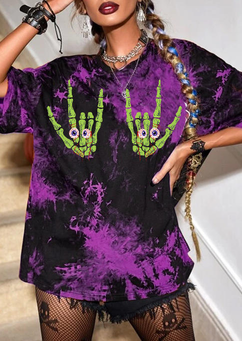 T-shirts Tees Halloween Tie Dye Skeleton Hand Eyeball T-Shirt Tee in Purple. Size: ,M,L,XL
T-shirts Tees Halloween Tie Dye Skeleton Hand Eyeball T-Shirt Tee in Purple. Size: ,M,L,XL