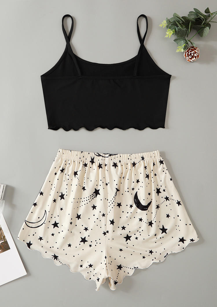 Sleepwear Dream Crop Camisole And Moon Star Shorts Pajamas Set in White. Size: ,M,L,XL
Sleepwear Dream Crop Camisole And Moon Star Shorts Pajamas Set in White. Size: ,M,L,XL
