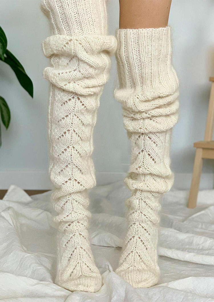 Knee-High Socks Hollow Out Knitted Warm Crochet Thigh-High Socks in White. Size
Knee-High Socks Hollow Out Knitted Warm Crochet Thigh-High Socks in White. Size