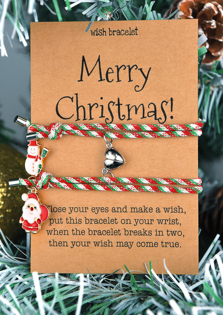Bracelet 2Pcs Christmas Santa Magnetic Braided Rope Heart Bracelet in White. Size
Bracelet 2Pcs Christmas Santa Magnetic Braided Rope Heart Bracelet in White. Size