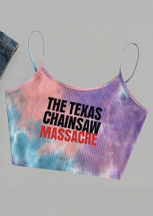 Crop Tops Tie Dye The Texas Chainsaw Massacre Crop Cami Top in Purple. Size: ,M,L,XL
Crop Tops Tie Dye The Texas Chainsaw Massacre Crop Cami Top in Purple. Size: ,M,L,XL