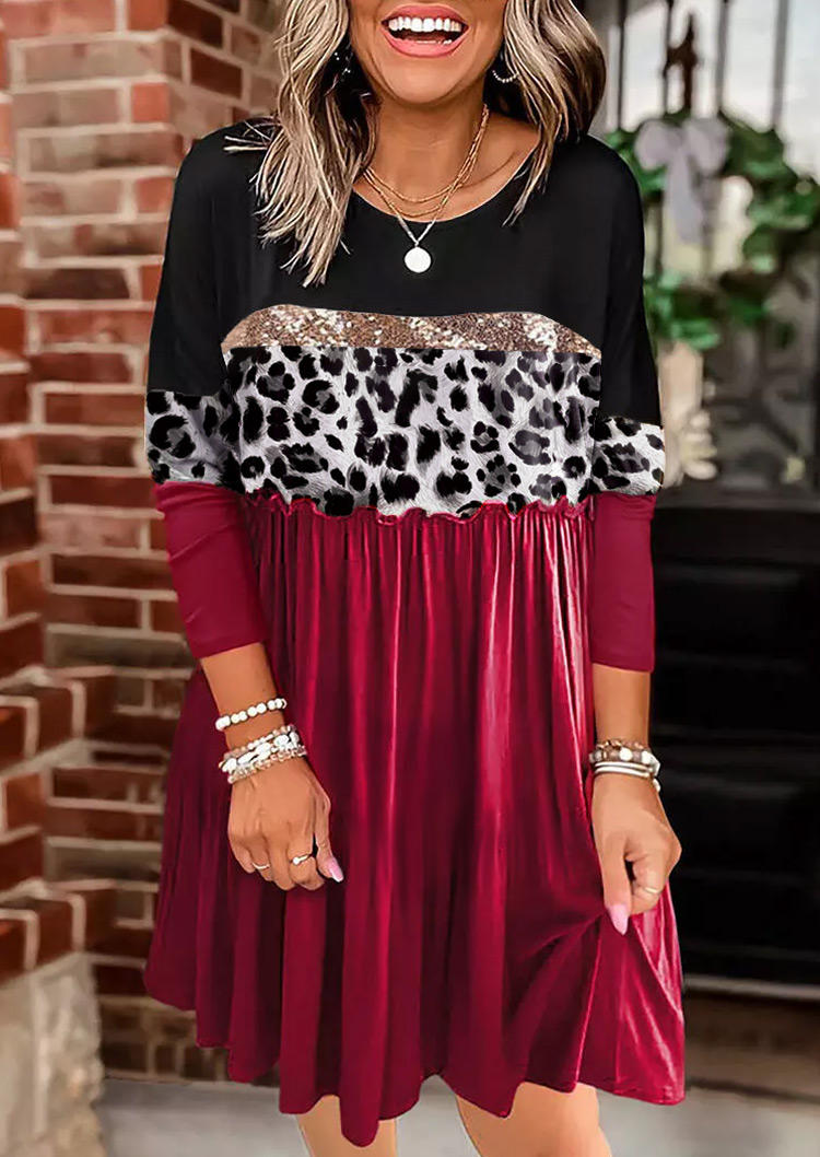 Mini Dresses Leopard Sequined Splicing Ruffled Color Block Mini Dress in Red. Size: ,M,L,XL
Mini Dresses Leopard Sequined Splicing Ruffled Color Block Mini Dress in Red. Size: ,M,L,XL