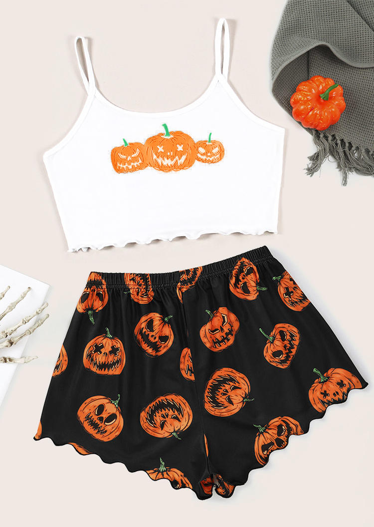 Sleepwear Halloween Pumpkin Camisole And Shorts Pajamas Set in White. Size: ,M,L,XL
Sleepwear Halloween Pumpkin Camisole And Shorts Pajamas Set in White. Size: ,M,L,XL