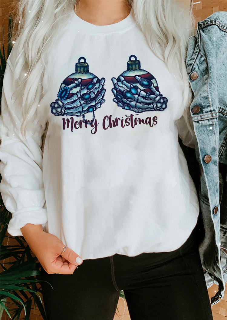 Sweatshirts Merry Christmas Ball Skeleton Hand Sweatshirt in White. Size: ,M,L,XL
Sweatshirts Merry Christmas Ball Skeleton Hand Sweatshirt in White. Size: ,M,L,XL