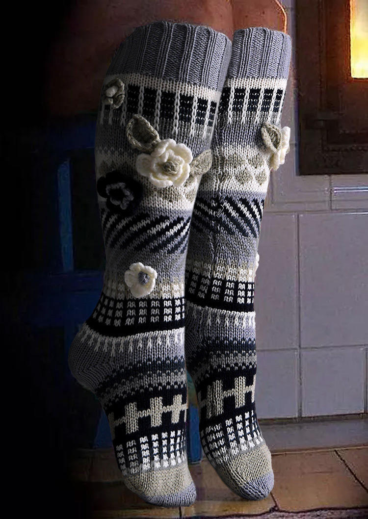 Knee-High Socks 3Pairs Flower Rainbow Over Knee Knitted Sock Set in Multicolor. Size
Knee-High Socks 3Pairs Flower Rainbow Over Knee Knitted Sock Set in Multicolor. Size
