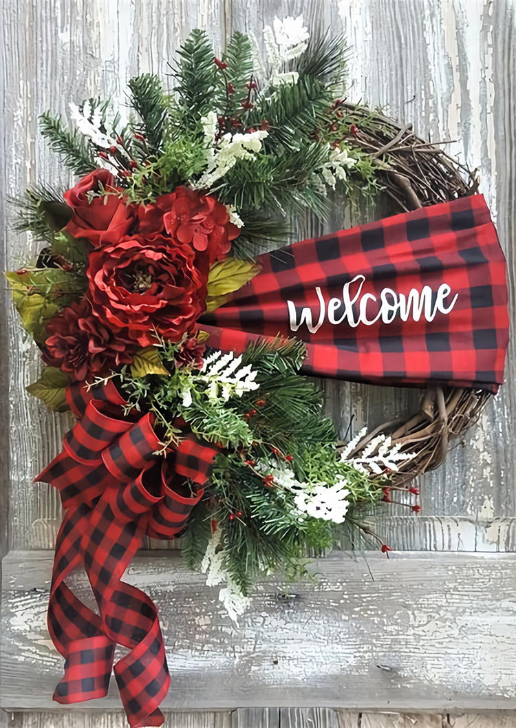 Christmas Decoration Christmas Welcome Plaid Wreath Decoration Ornament in Red. Size
Christmas Decoration Christmas Welcome Plaid Wreath Decoration Ornament in Red. Size